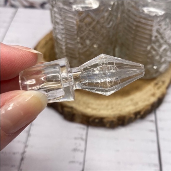 VINTAGE Cut Glass Bottles w/ Plastic Stoppers - Picture 2 of 9